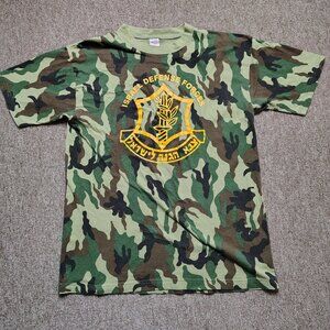 ISRAEL DEFENSE FORCES T-Shirt Men XL Camo Graphic Short Sleeve Crew Neck